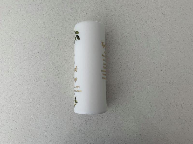 'White Floral' Baptism Christening Candle