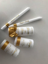 Wedding Candle Pillar, Taper and box Package, Wedding Unity set - no plastic or paper wraps, wax finish candles