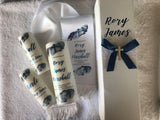 Baptism Christening Stole, Candle Trio, Embroidered Hand Towel & Keepsake Box