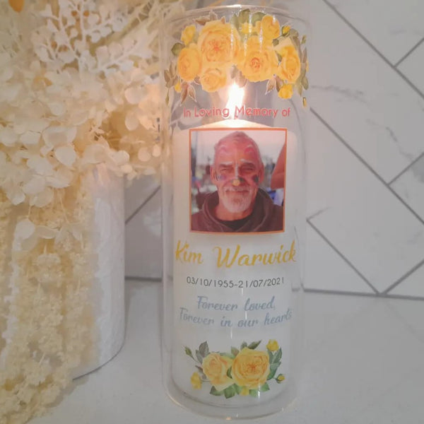 Personalised Memorial Candle Holder, Memorial candle, Photo Candle, Custom Photo Candle Hurricane, Remembrance Condolences