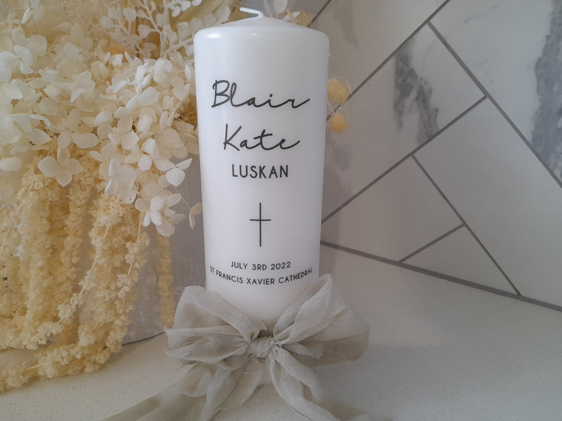‘Linen’ Baptism Christening Candle