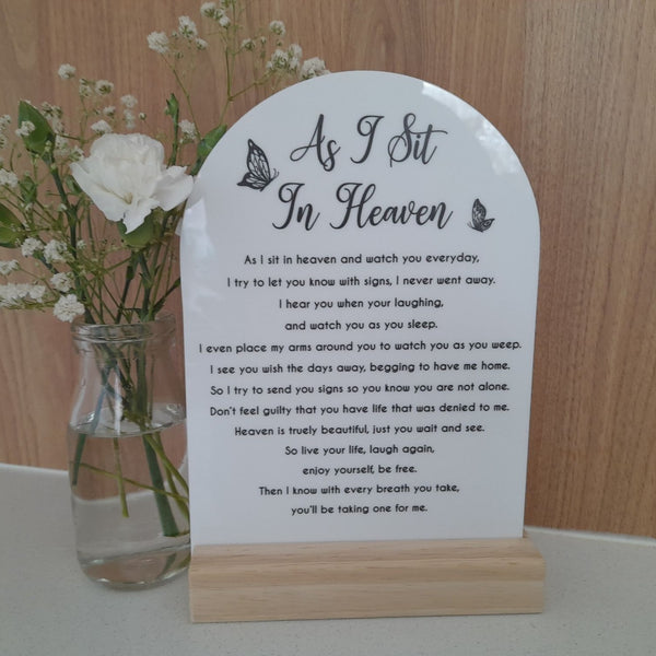 AS I SIT IN HEAVEN POEM PLAQUE