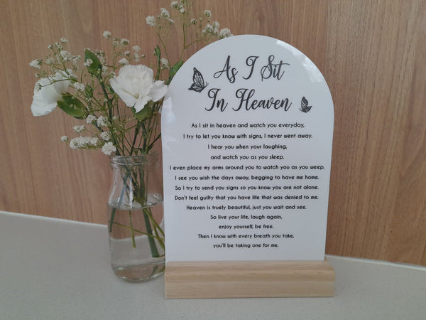 AS I SIT IN HEAVEN POEM PLAQUE