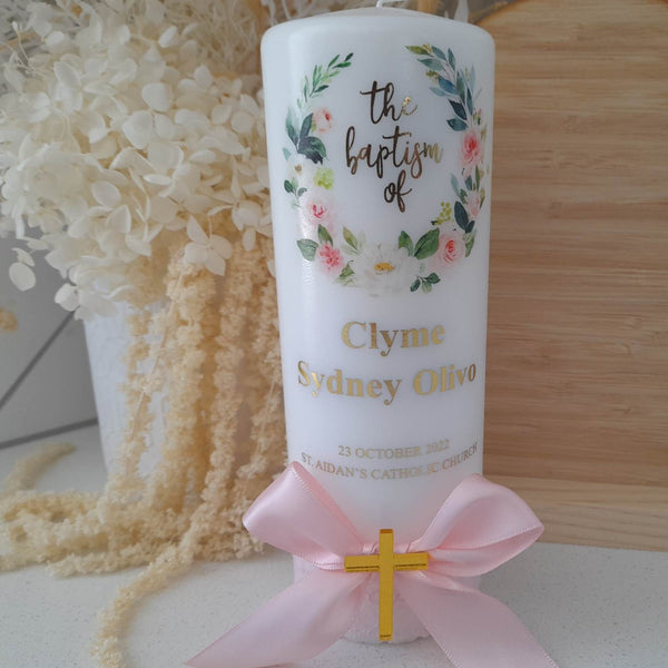 'Abigail' Baptism Christening Candle