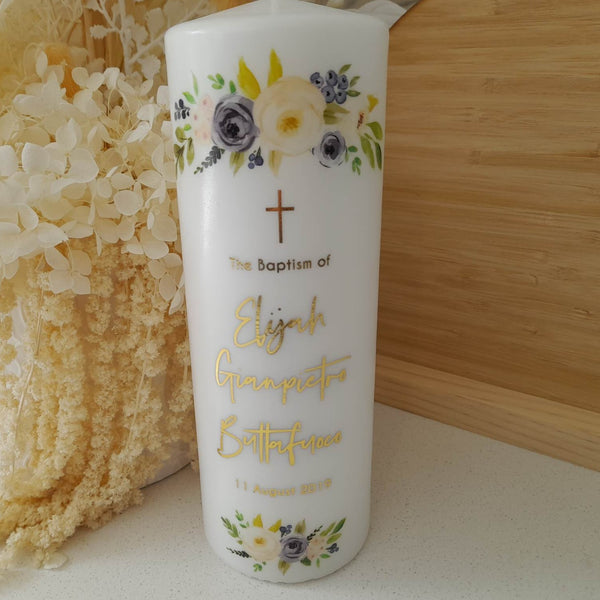 'Blue Plush' Baptism Christening Candle