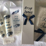 Baptism Christening Stole, Candle Trio, Embroidered Hand Towel & Keepsake Box