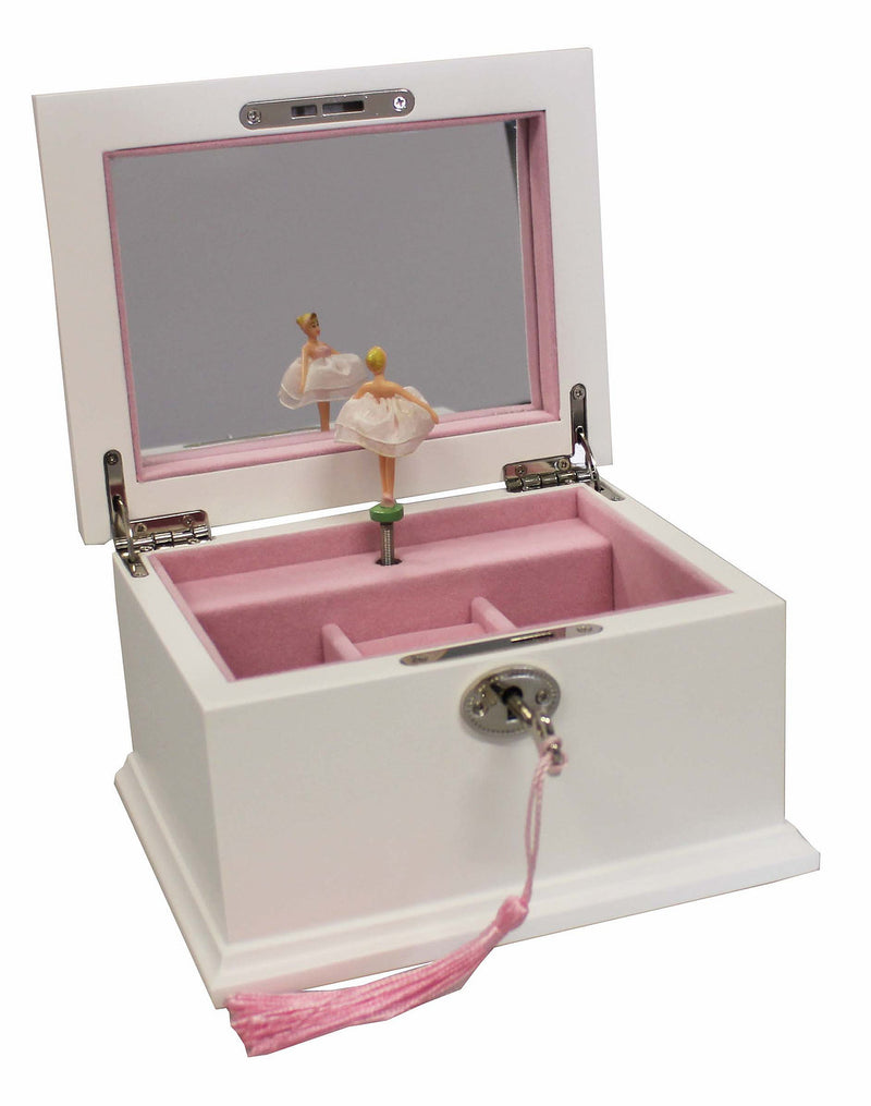 Personalised Wooden Musical Ballerina Jewellery Box With Tasselled Key - with legs