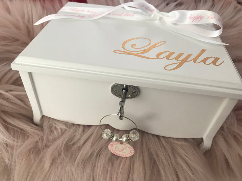 Personalised Wooden Musical Ballerina Jewellery Box With Tasselled Key - with legs