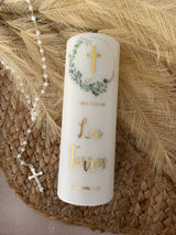 "Eucalyptus Wreath' Baptism Christening Candle