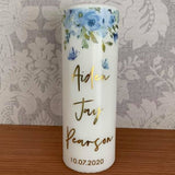 Blue Floral Butterfly Memorial Candle